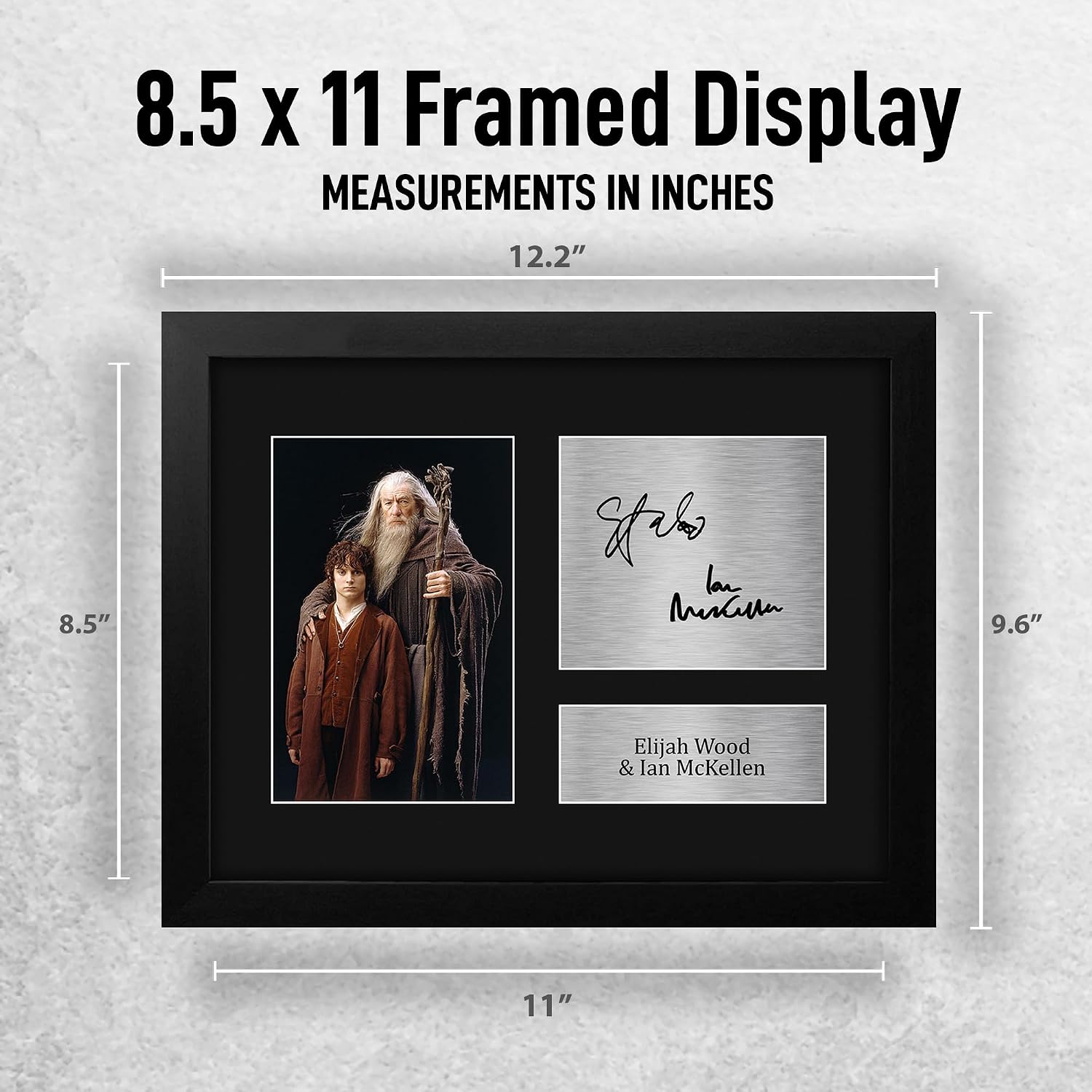 HWC Trading Elijah Wood & Sir Ian McKellen Lord of the Rings Framed Gifts Printed Signed Autograph Picture for Movie Memorabilia Fans - US Letter Size image 2