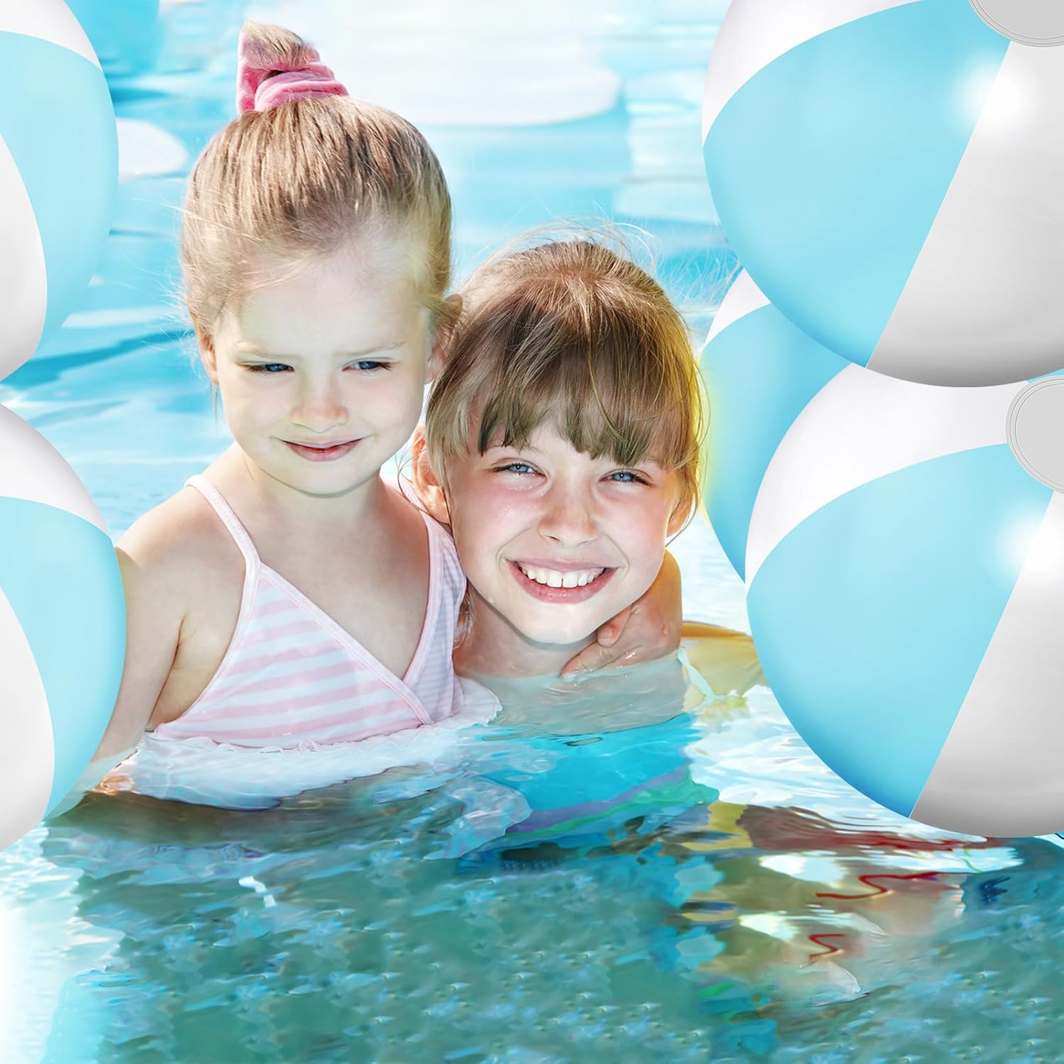 MiniInflat 12 Pcs 16 Inch Inflatable Beach Balls Bulk Jumbo Pastel Inflatable Decorated Ball with Macaron Color PVC Party Ornaments for Summer Birthday Party Decoration