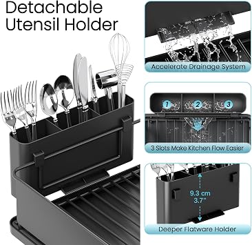 KINGRACK Stainless Steel Dish Drainer Rack, Black