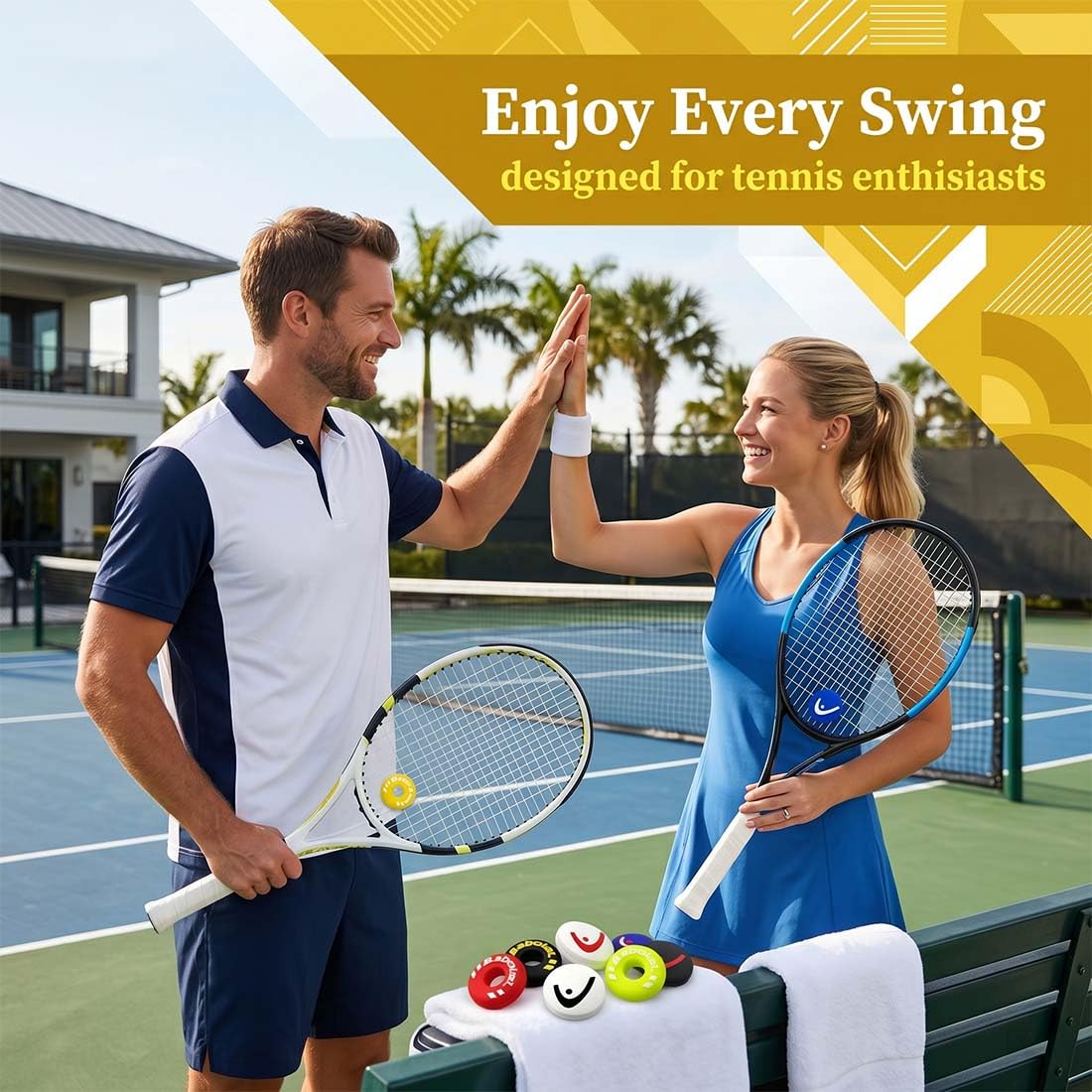 Amortiguador Raqueta Tenis Silicona Antivibrador 8 Piezas Accesorios Tenis Bádminton Squash