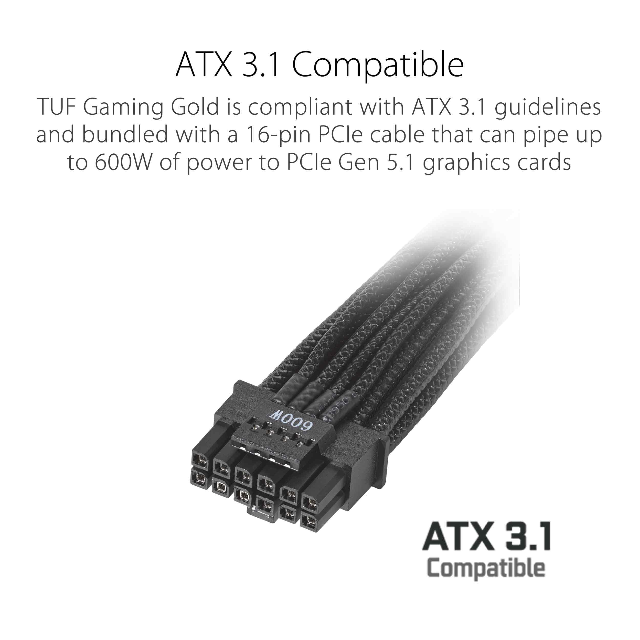 ASUS TUF Gaming 1200W Gold, Alimentatore completamente modulare, 80+ Gold, componenti di livello militare, cuscinetti a doppia sfera, ventola Axial-tech, rivestimento PCB, Nero