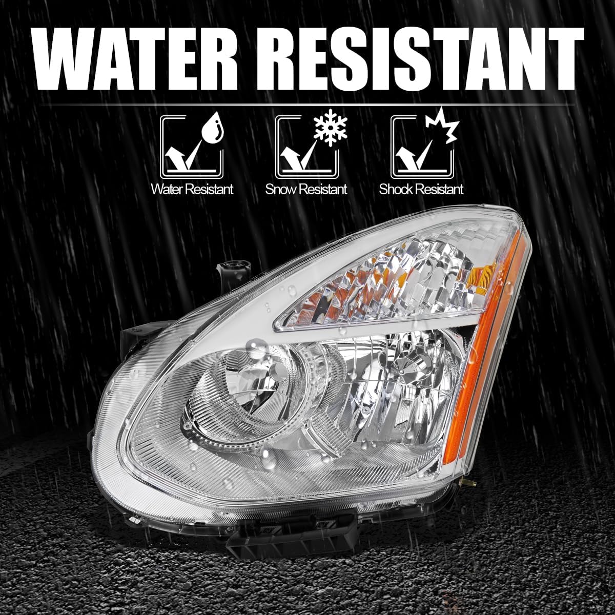 SPEC-D TUNING Chrome Housing Clear Lens Driver Left Side Headlight Compatible with 2008-2013 Nissan Rogue Head Light Lamp Assembly