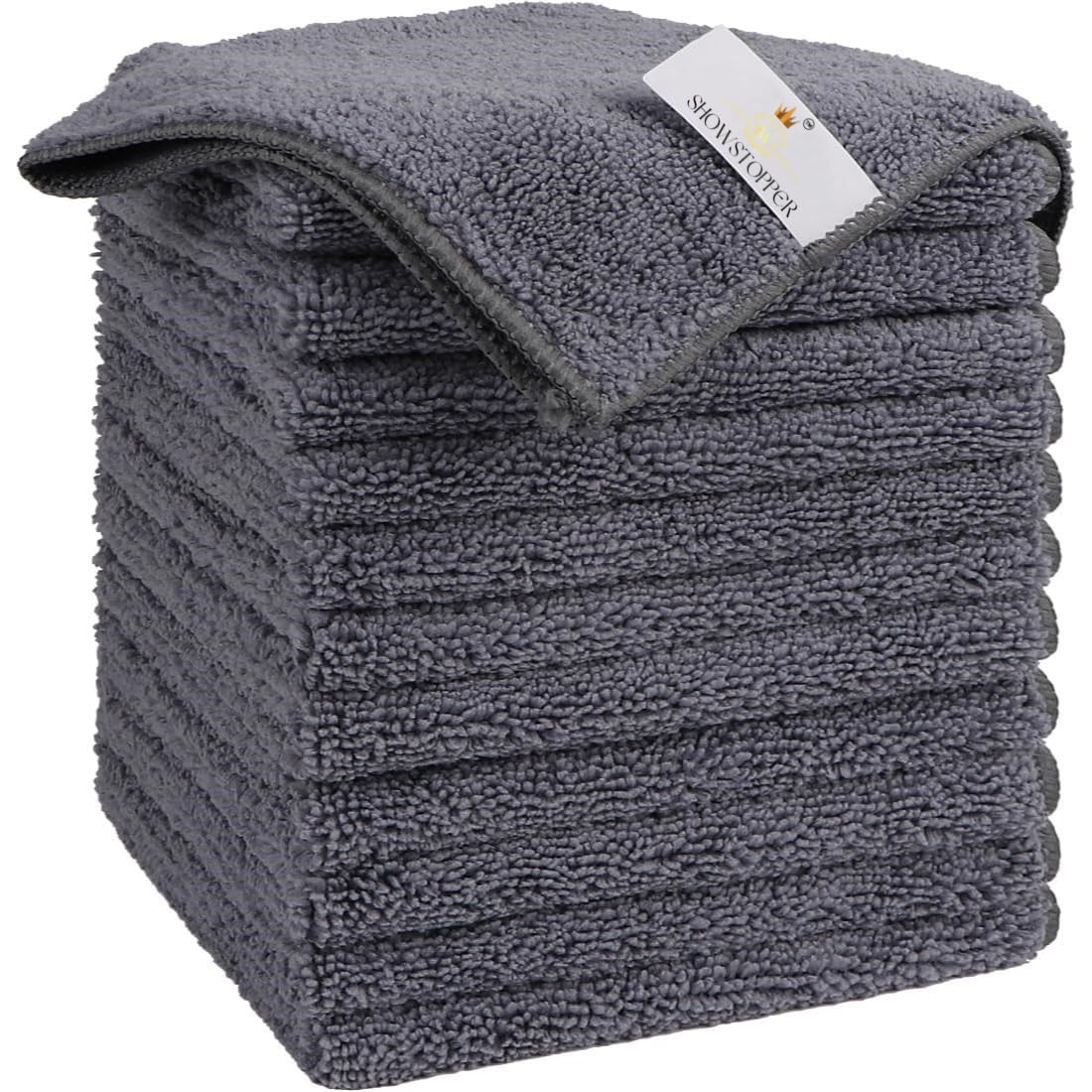 Showstopper Microfiber Cleaning Cloth,12 Pack Cleaning Rag,Cleaning Towels (Grey, 40cm X 40cm) (B0D11YG318) Amazon Price History, Amazon Price Tracker