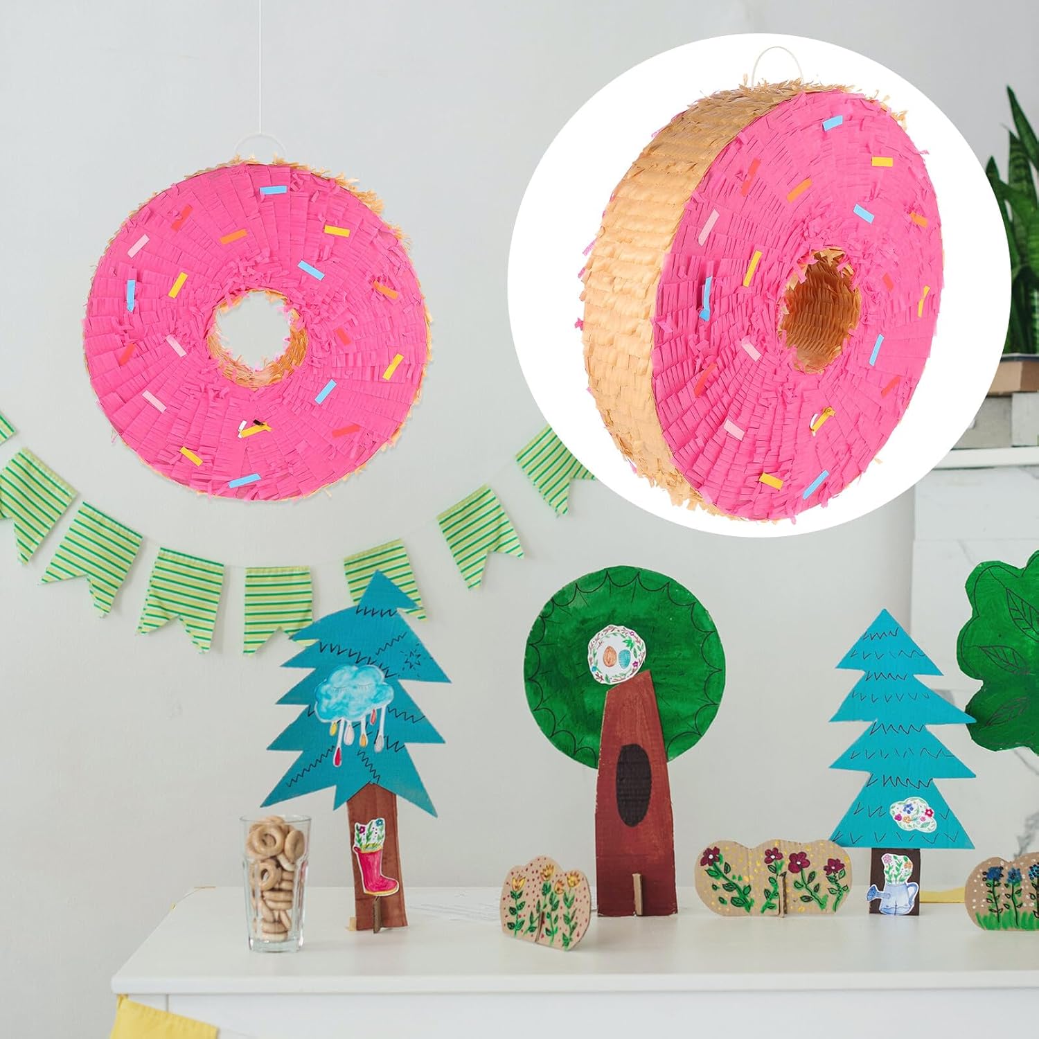 Funny Donut Pinata for Birthday Party Biodegradable Paper Material Creative Design Safe Smashing Plaything for Boys and Celebration Decor