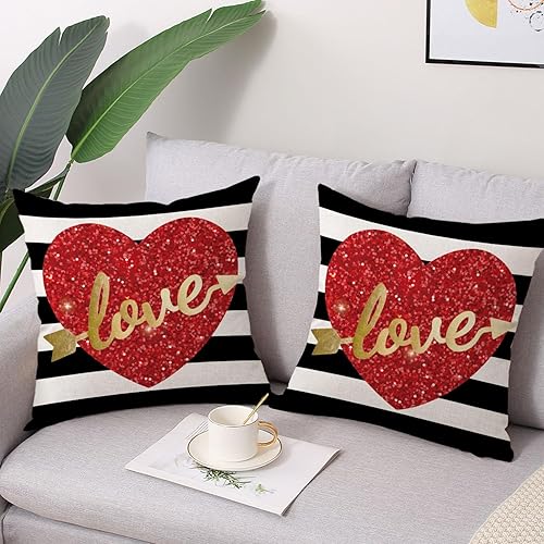 Miniatura 2 de Coeufuedy Juego de 4 fundas de almohada decorativas para el día de San Valentín de 18 x 18 pulgadas, diseño de gnomo, aniversario, boda, decoración