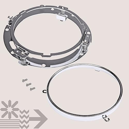 Miniatura 8 de True Mods Montura de montaje de anillo de faro redondo de 7 pulgadas cromada compatible con faros Harley Davidson Road King Electra Glide Ultra Cromo