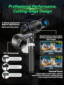 APEXEL 30X Super Smartphone Telephoto Lens, 720mm Focal Length, Professional & Artistic Capture for Wildlife, Sports, Concerts
