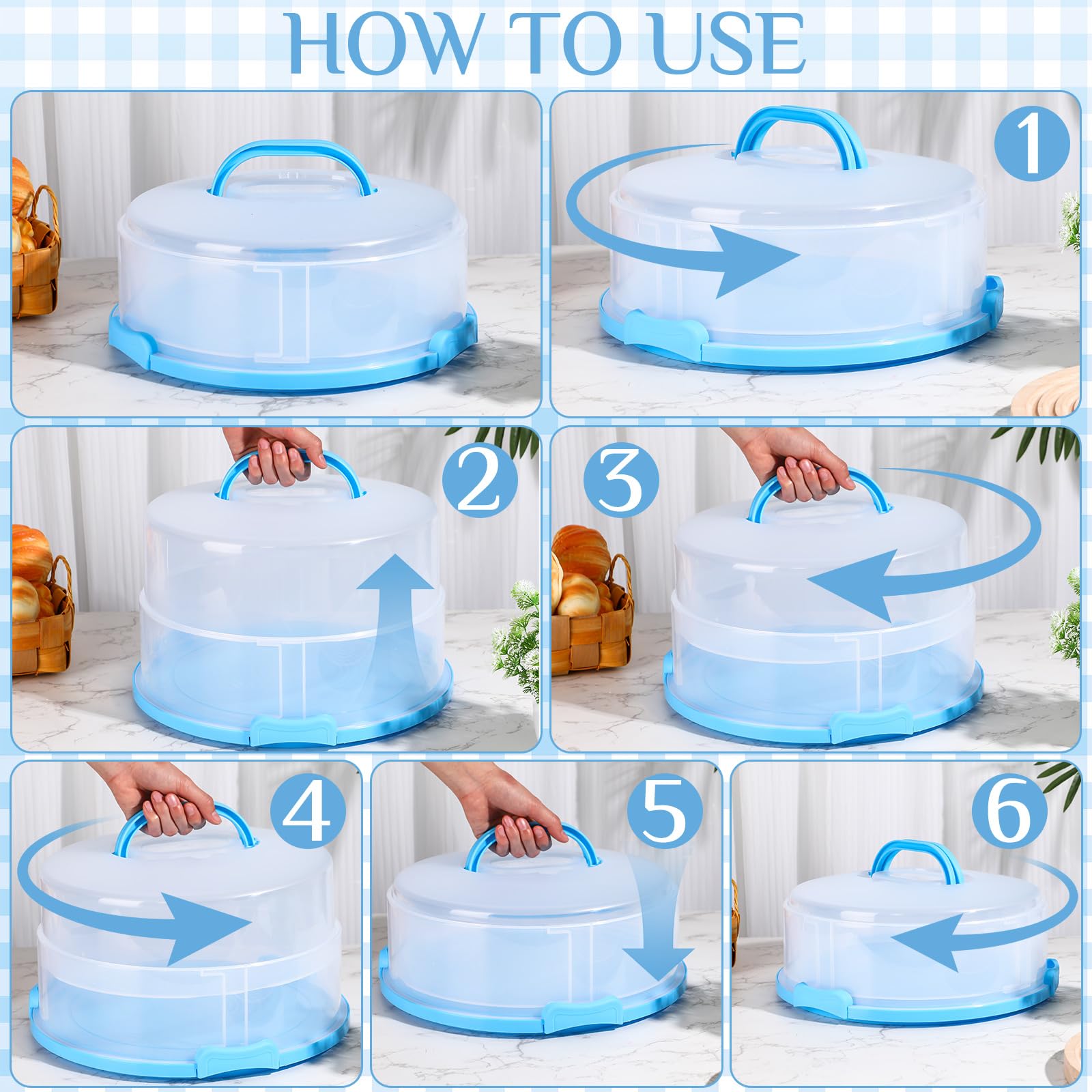 Cake Carrier With Handle GEEZY 2-in-1 Round Cake Carrier – 11-Inch ...