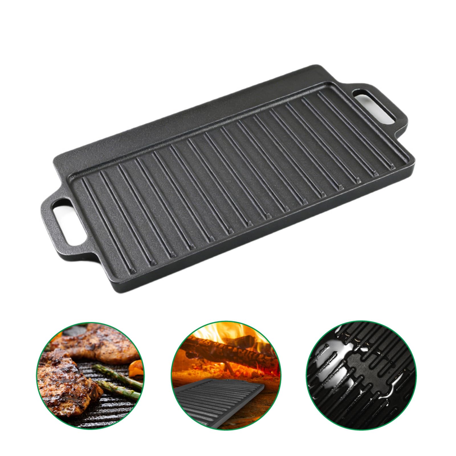 Griglia e piastra in ghisa con design liscio e strutturato padella reversibile per piano cottura forno grill in ghisa