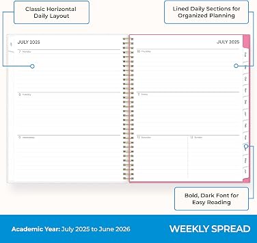 Blue Sky 2025-2026 Weekly & Monthly Academic Planner, 8.5x11
