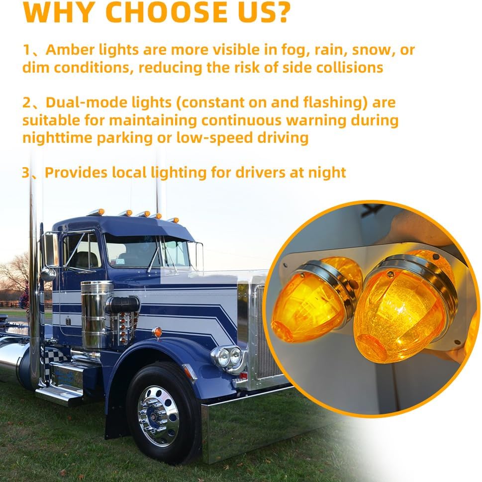 For Peterbilt 359/379/389 W900L Cab Dome Light Panel Frame Kits Amber Watermelon Light Bracket Kits 12V-24V