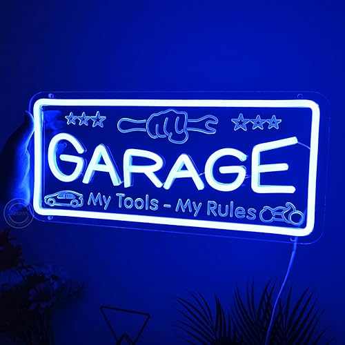 Miniatura 4 de Britrio Letrero de neón azul de garaje para hombre, cueva, garaje, herramientas, habitación, tienda, decoración del día del padre, Navidad, regalo