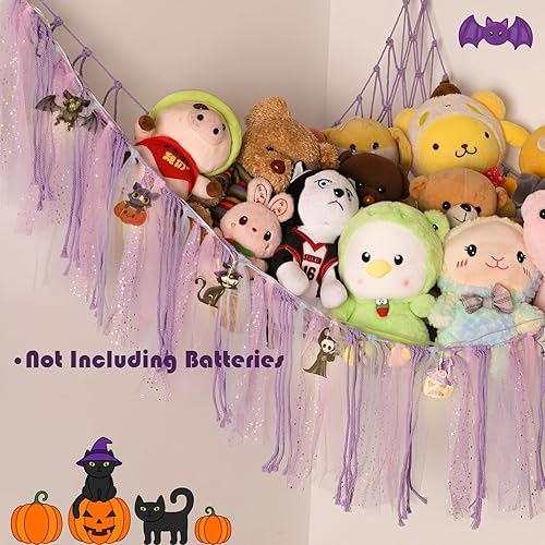 Miniatura 10 de YELIENM Red de animales de peluche o hamaca con luz LED, red de hamaca de juguete de 59 pulgadas para animales de peluche, para colgar en la