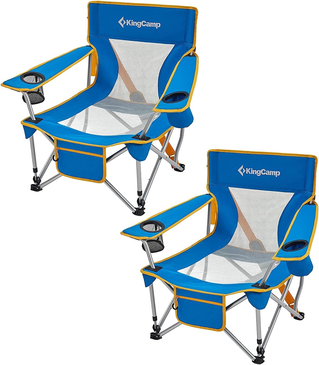 KingCamp Silla de Camping Plegable, Poliéster, 2set Blau, Large