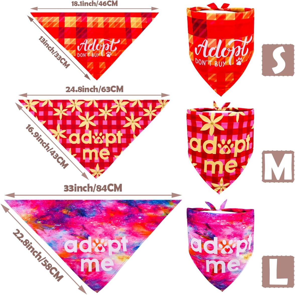 30Pcs/Pack Adopt Me Dog Bandanas Bulk Stitching Hemming Selvedge Sewing Scarves with Paw Print for Small Medium Foster Animals to Look for Homes or Adoption