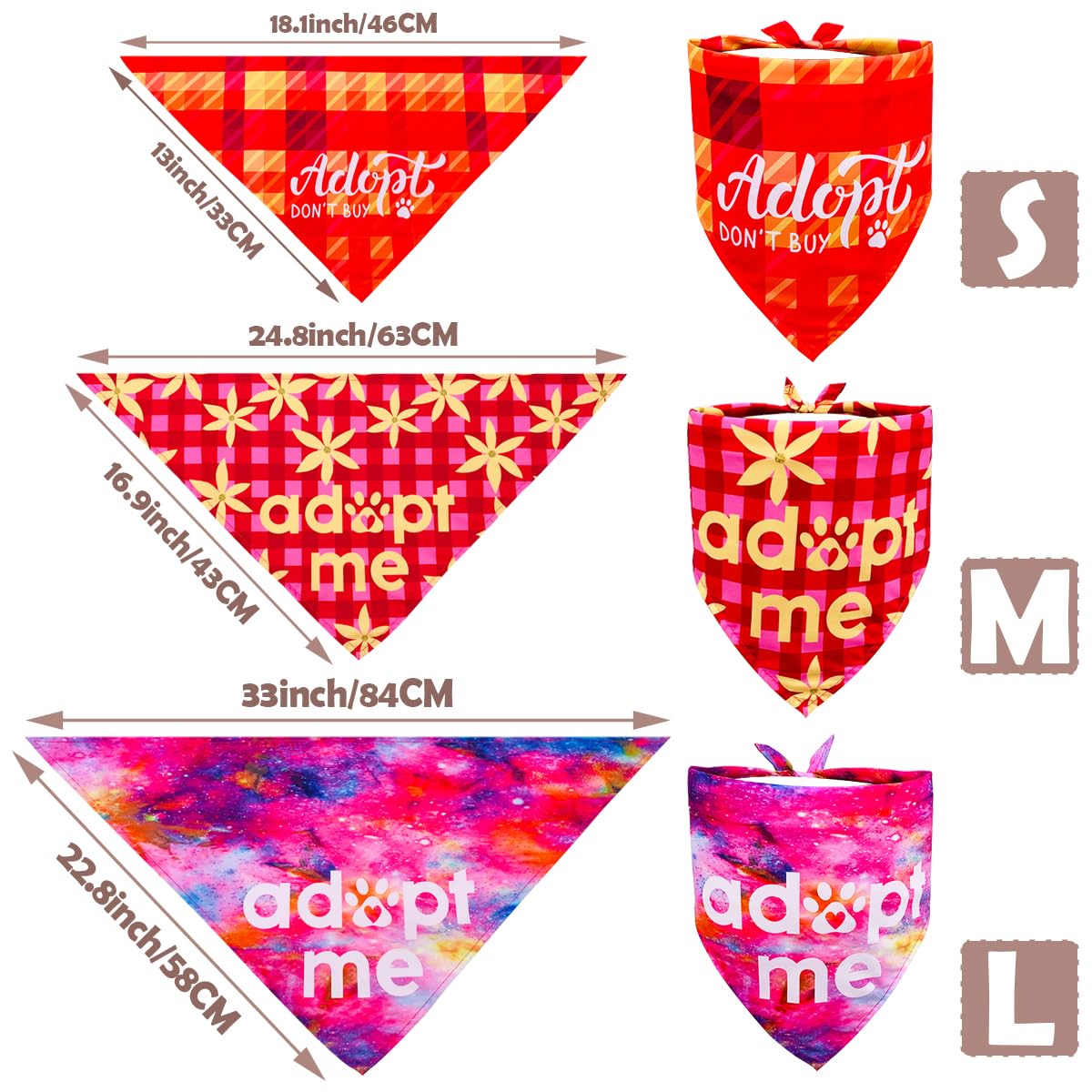 JpGdn 30Pcs/Pack Adopt Me Dog Bandanas Bulk with Paw Print Tie Dye Plaid Floral Pink Puple Blue for Small Medium Girl Boy Foster Animals to Look for Homes or Adoption