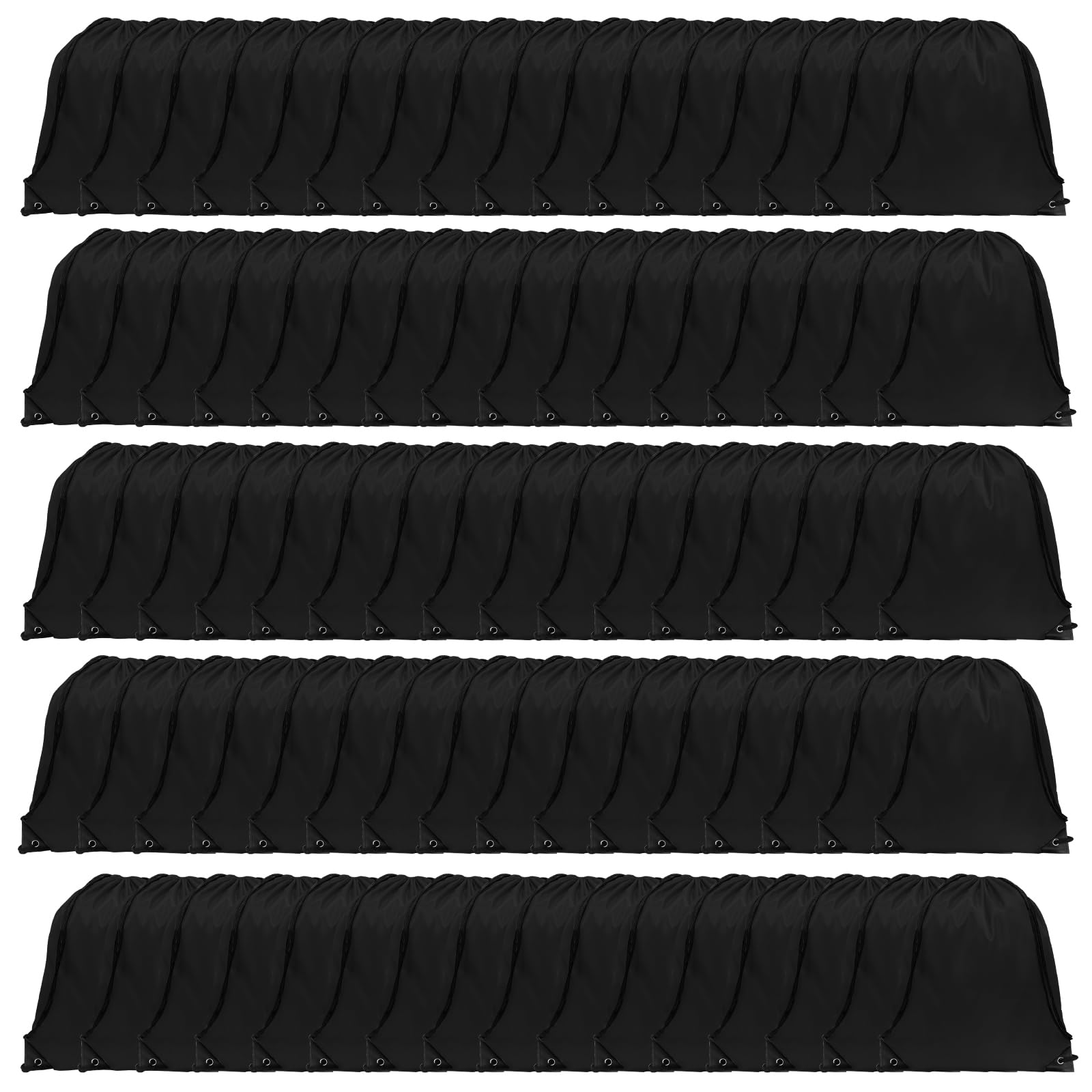 GoodtoU Backpack Drawstring, 16.5"x13.3" Nylon Gym Bag, 80Pcs Bulk Pack, Black