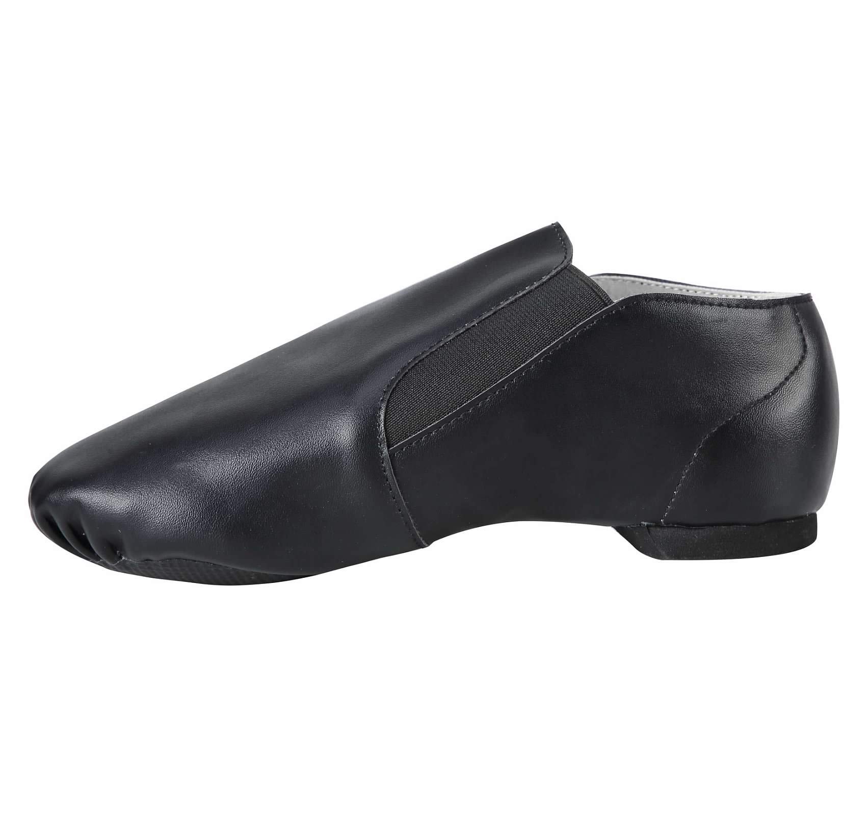 Dynadans PU Leather Jazz Shoe Slip On Dance Shoes with Side Elastics for Girls and Boys (Toddler/Little Kid/Big Kid)-Black-3.5M-Little Kid
