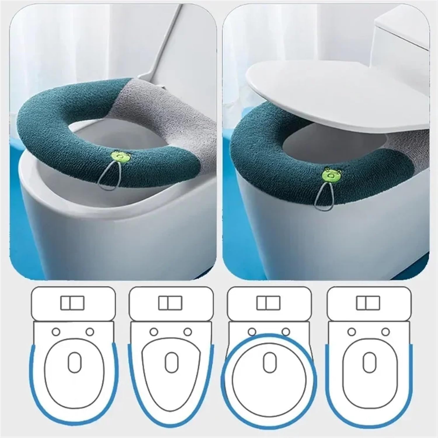 Toilet Cushion with Handle Cute Cartoon Pattern Toilet Seat Cover Soft Warm Zipper Toilet Seat Cushion O-shaped Universal (Size : Yellow)