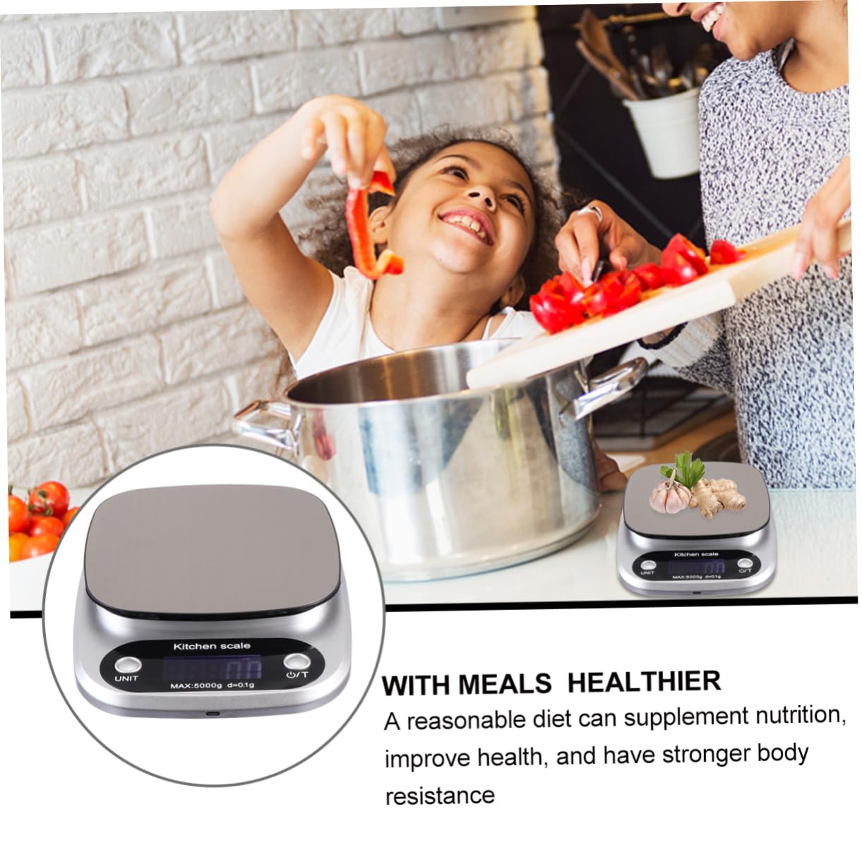 Zerodeko Báscula de Cocina Digital Portátil de Acero Inoxidable Capacidad de 5kg y Precisión de 0,1g Adecuado para Uso en Cocina y Joyería
