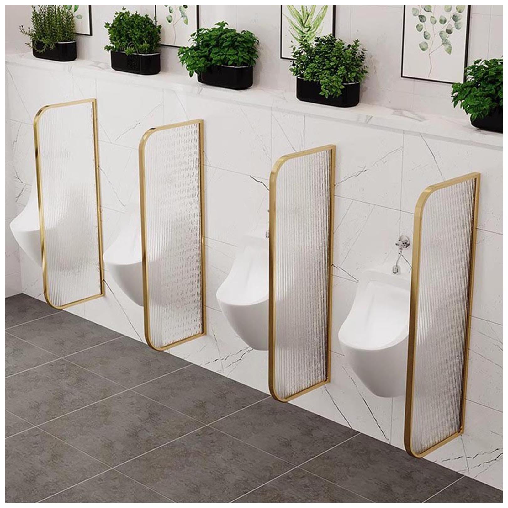 Cloison séparation urinoir murale en verre trempé 120 cm pour toilettes publiques d'hôtel