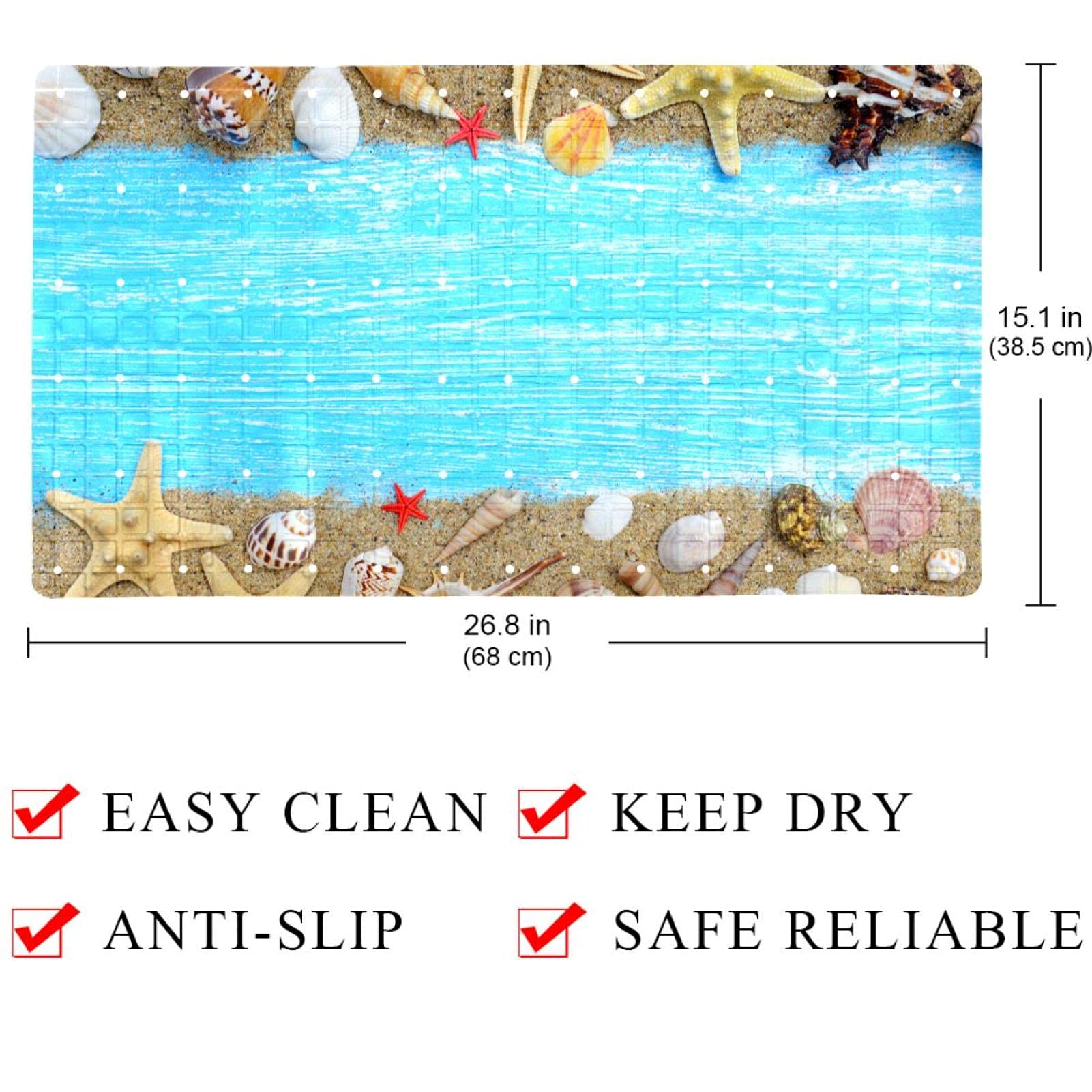 Rutschfeste Badematten mit Seestern-Motiv für Badezimmer, rechteckige Badewannenmatte, maschinenwaschbar, 39 x 70 cm