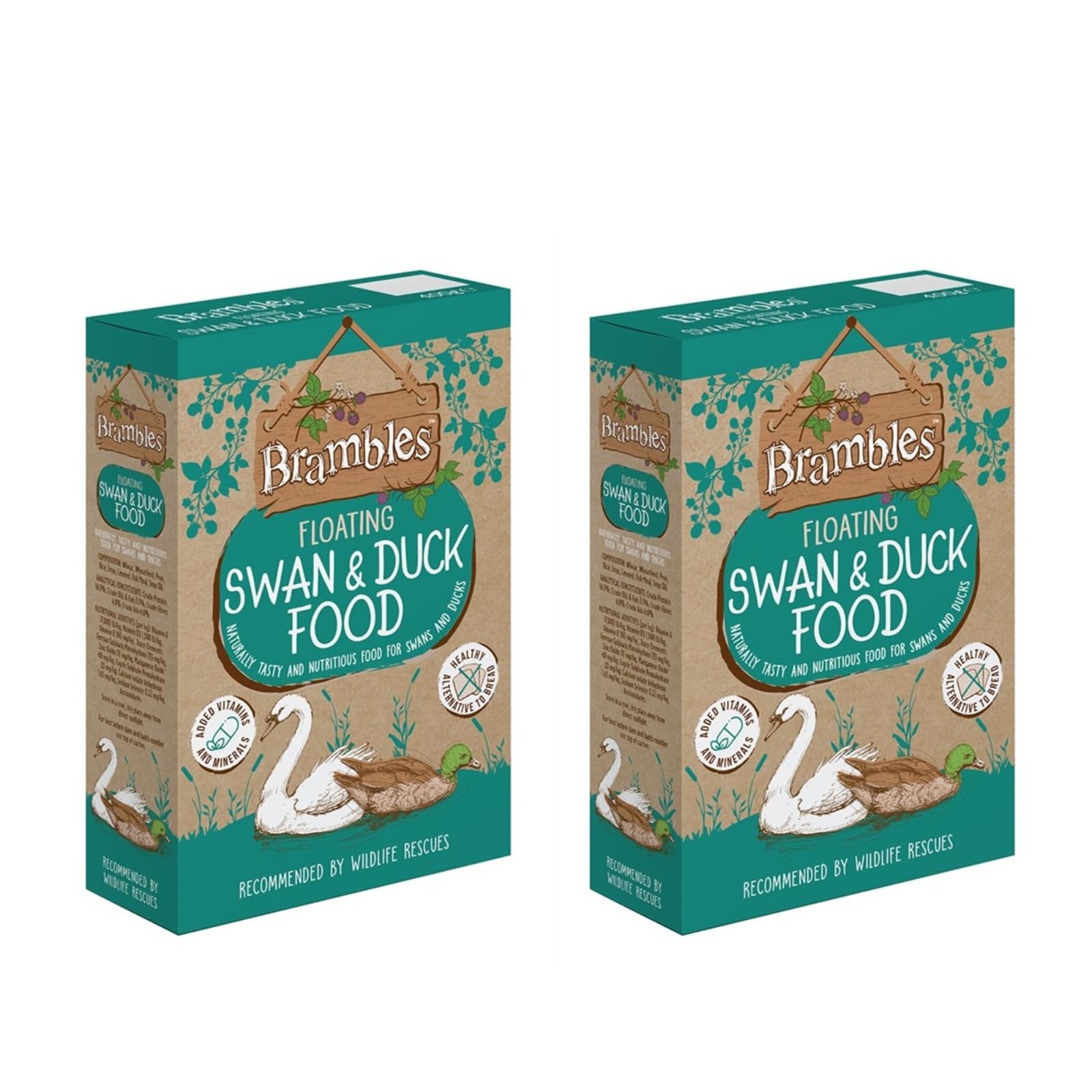 HOCHSTE Brambles Floating Swan & Duck Food, Nutritious Floating Pellets for Ducks, Swans & Waterfowl, Healthy Wildlife Feed for Ponds, Lakes & Garden Birds, (400 g, 2 pcs)