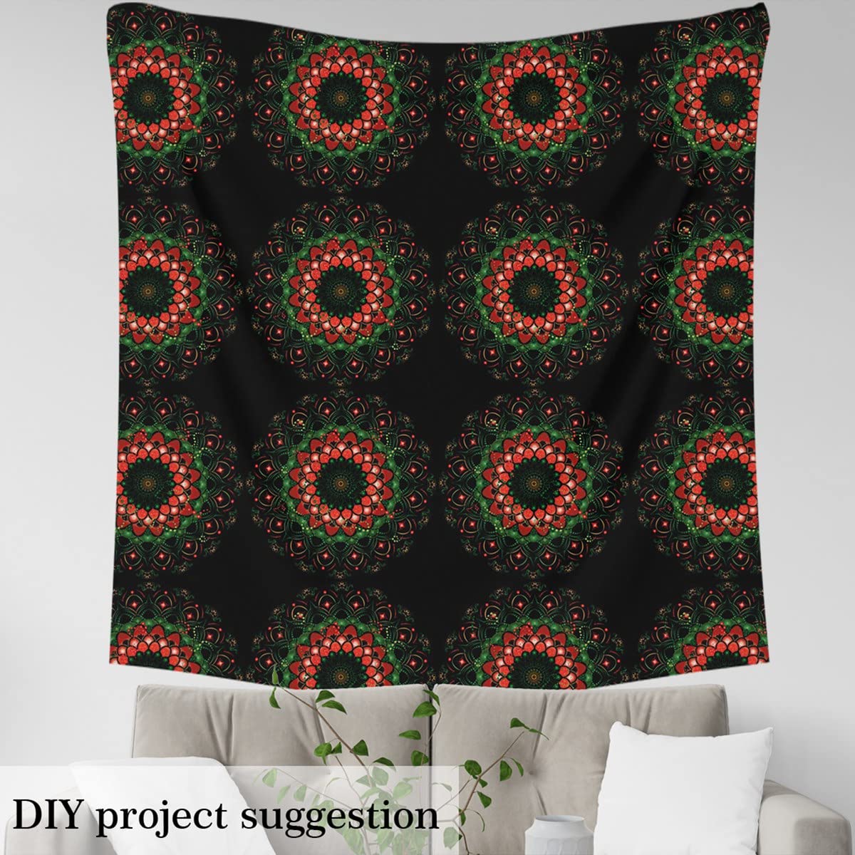 Tela de mandala bohemia de Navidad de The Yard, tela de tapicería de estilo bohemio para sillas, tela floral de mandala hippie para tapicería y proyectos de bricolaje, 10 yardas, (largo 920 x ancho 1