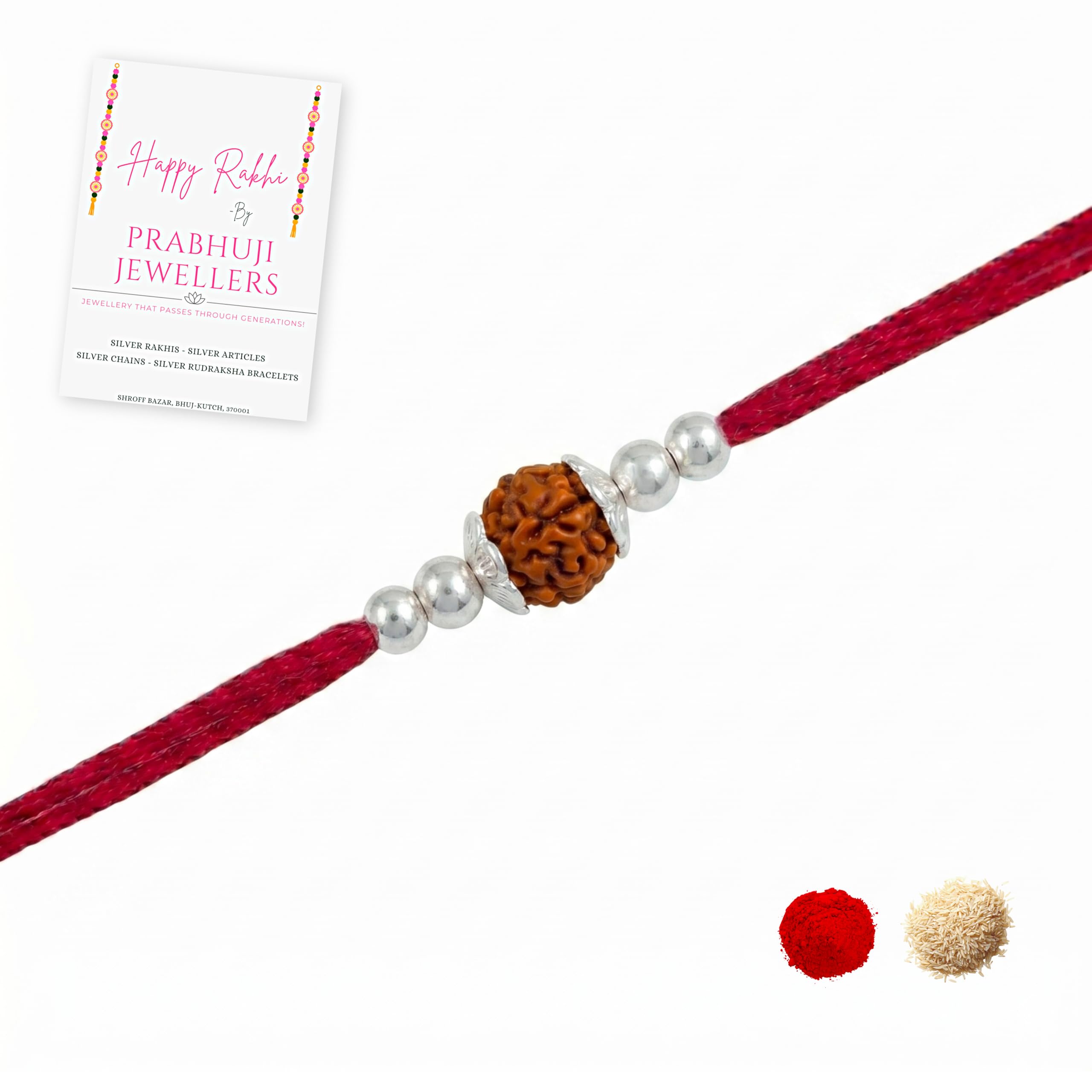 prabhujee jewellers 925 pure sterling silver rakhi with rudraksh beads and cotton thread for brother, mens and boys for rakhshabandhan…-picture-27