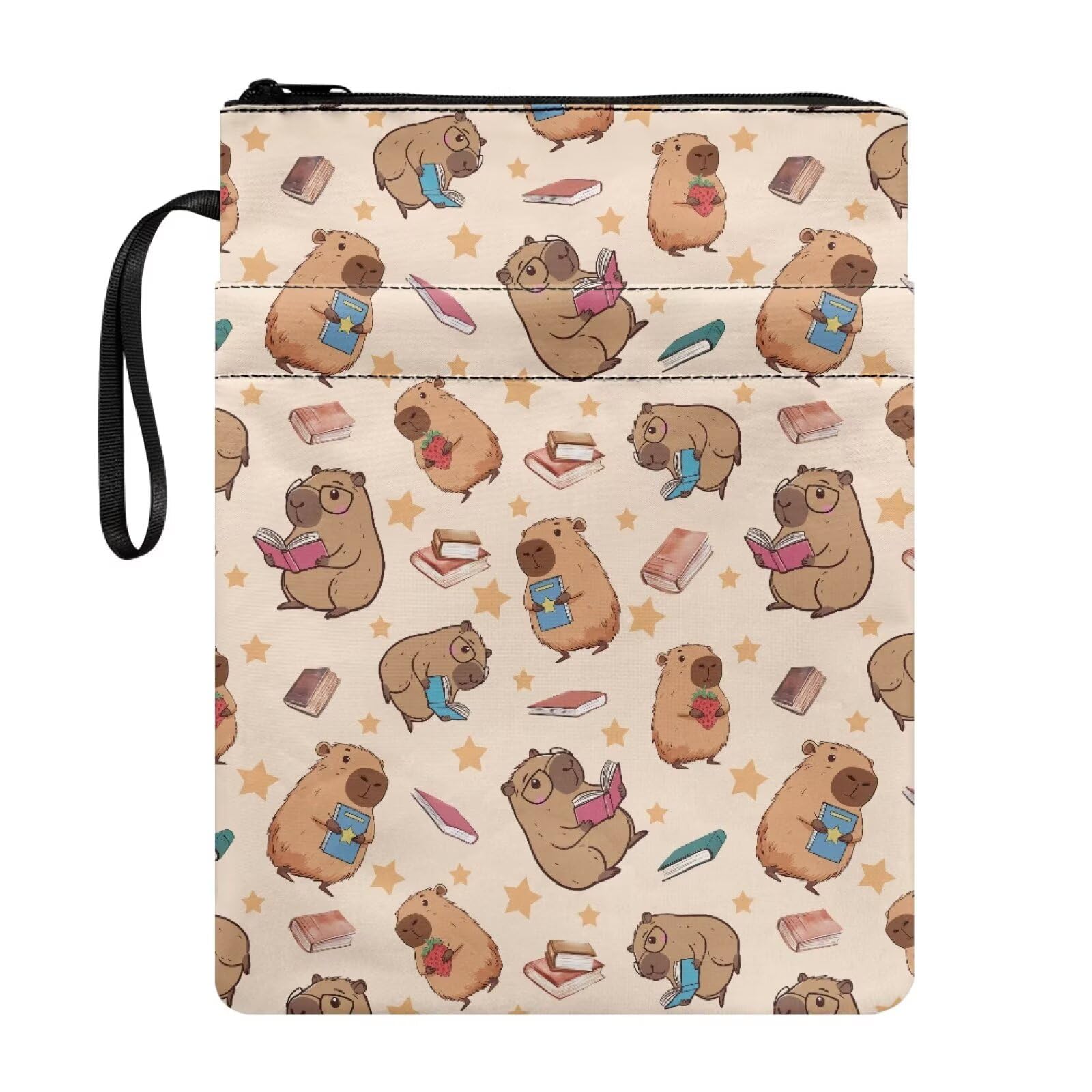 UOIMAG Capybara Book Sleeve for Back to School Kids Cute Book Pouch Protector Carrier Bag โ image 1
