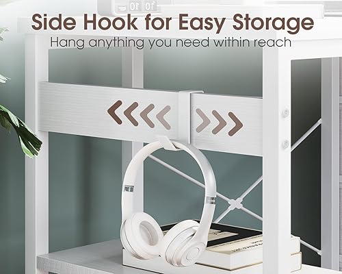 Miniatura 6 de Casaottima Escritorio pequeño para computadora de 40 pulgadas con 4 cajones de tela, escritorio moderno para PC para espacios pequeños, escritorio