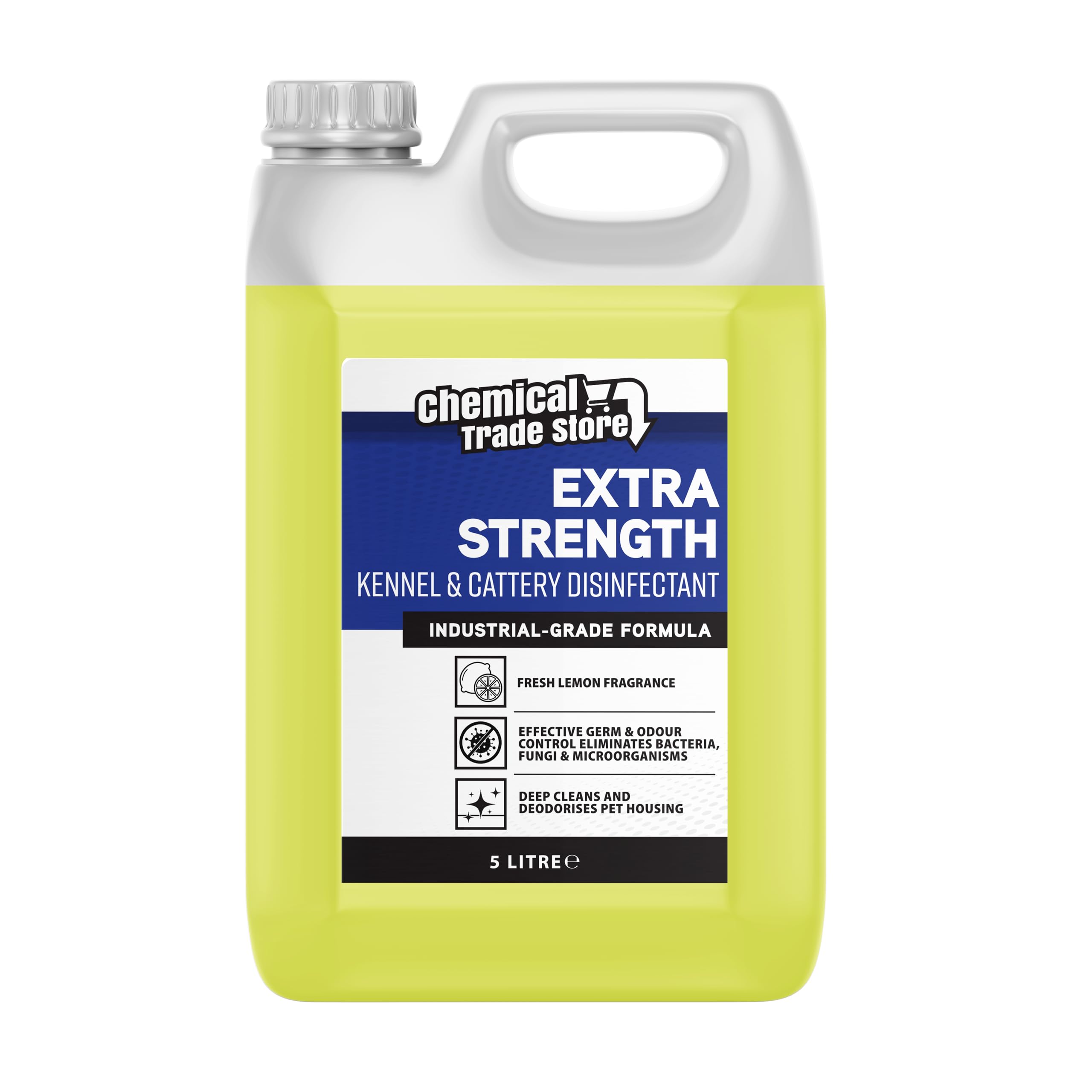 Chemical Trade Store - Kennel & Cattery Disinfectant, Pet Friendly Cleaner & Deodoriser, Lemon Scent - For Dog Kennels, Cat Cages, Hutches & Aviaries - Concentrated Formula Dilutes Up To 1:5-5L