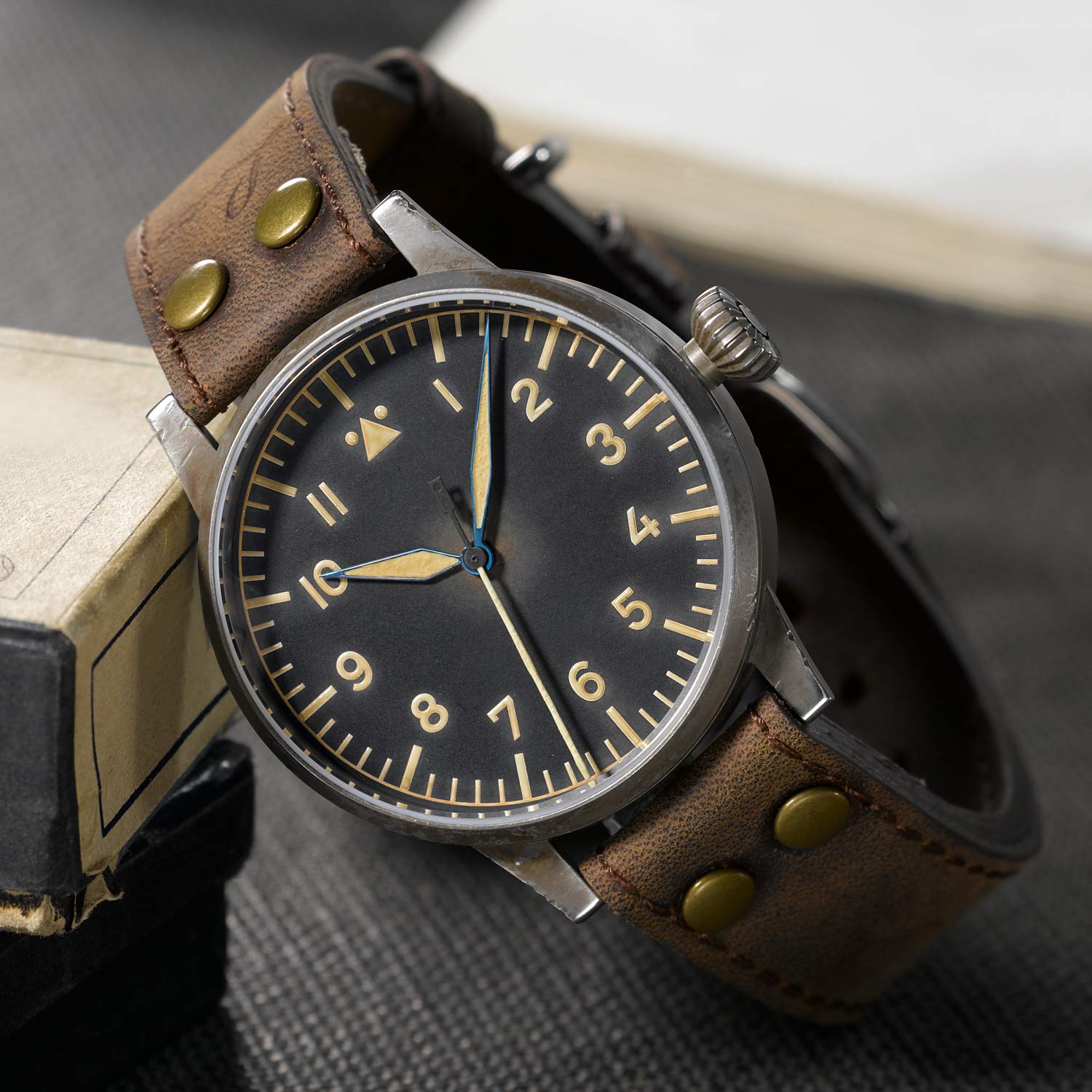 Laco Zegarek lotniczy Original Mülheim an der Ruhr Erbstück Made in Germany – 39 mm Ø wysokiej jakości zegarek do naciągania ręcznego – wzór A – wyjątkowa jakość. Doskonałe wykonanie – wodoszczelny,