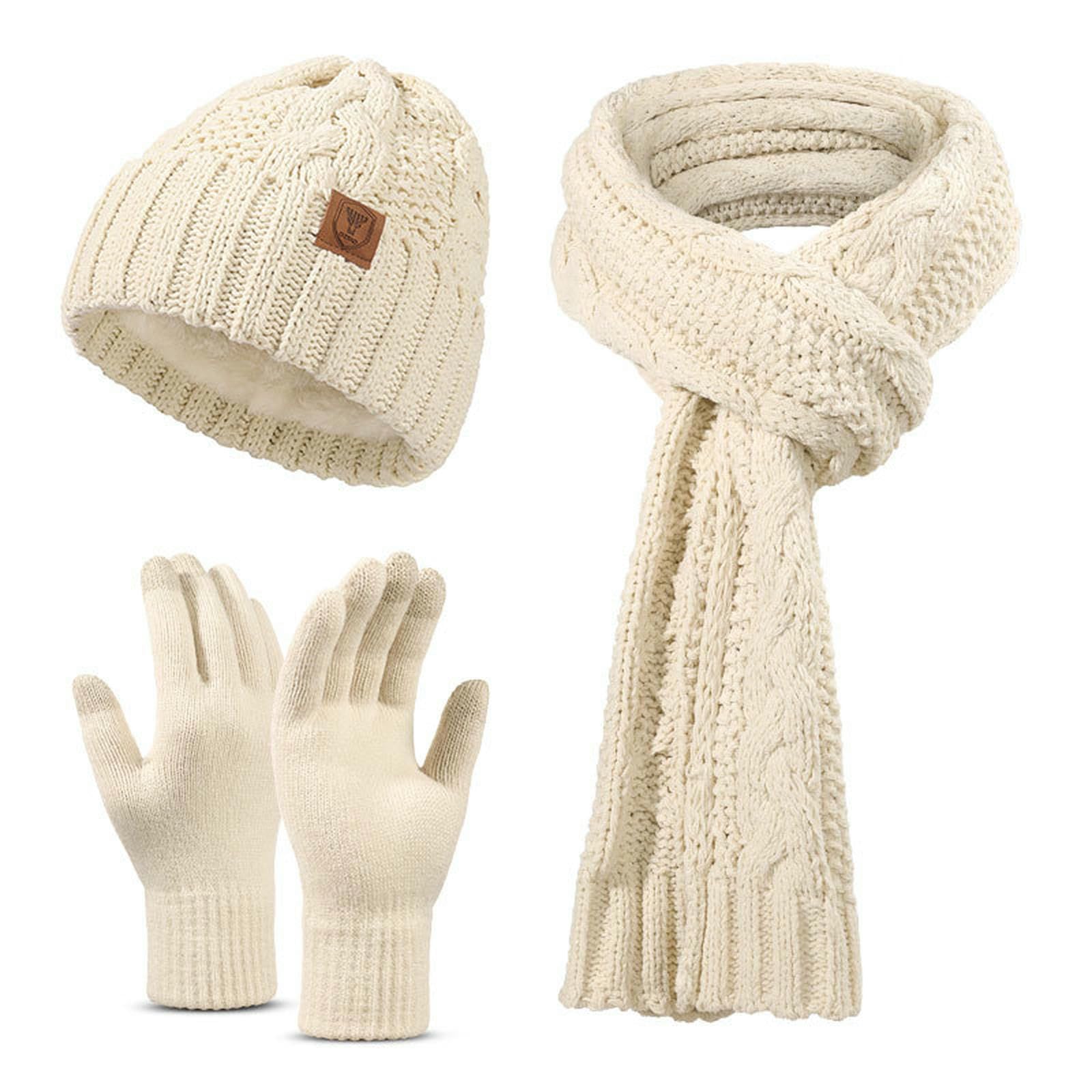 Gorro bufanda guantes de invierno y ropa de abrigo de punto con terciopelo para hombre y mujer