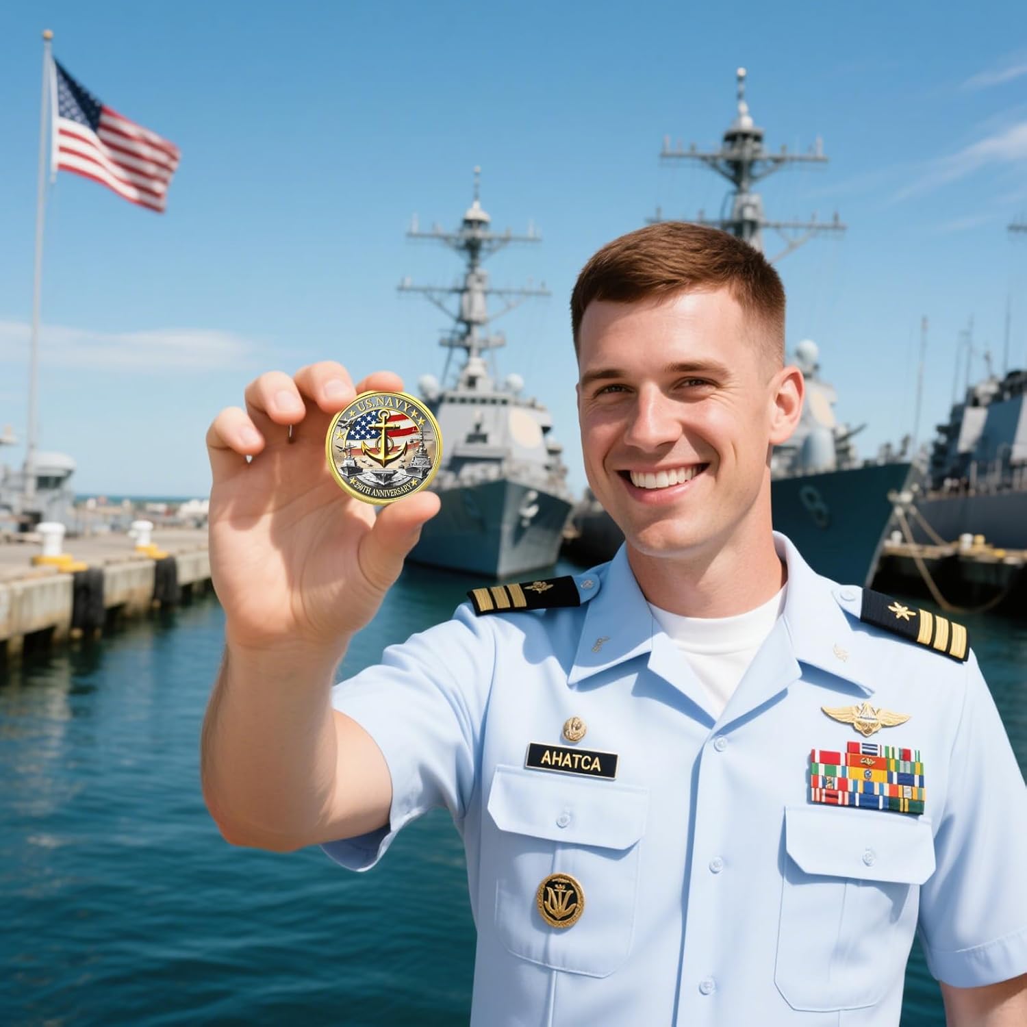 4PCS Marine Corps 250th Anniversary Navy Challenge Coin, 1.77 Inch Double-Sided US.MC Military Marine Corps Commemorative Coins in Durable Zinc Alloy - Veteran Gift & Military Collectible