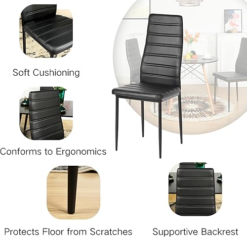Miniatura 6 de Homy Casa Juego de 6 sillas de comedor modernas, sillas tapizadas sin brazos con tapicería de PVC y patas de metal resistentes, cómodas sillas