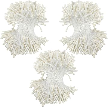 1200 Pcs Flower Stamens, 2mm Creamy White Double Heads Artificial Pearlized Flower Stamens, Hand-Made Matt Floral Stamen for Crafts DIY Christmas Wedding Scrapbook Decoration