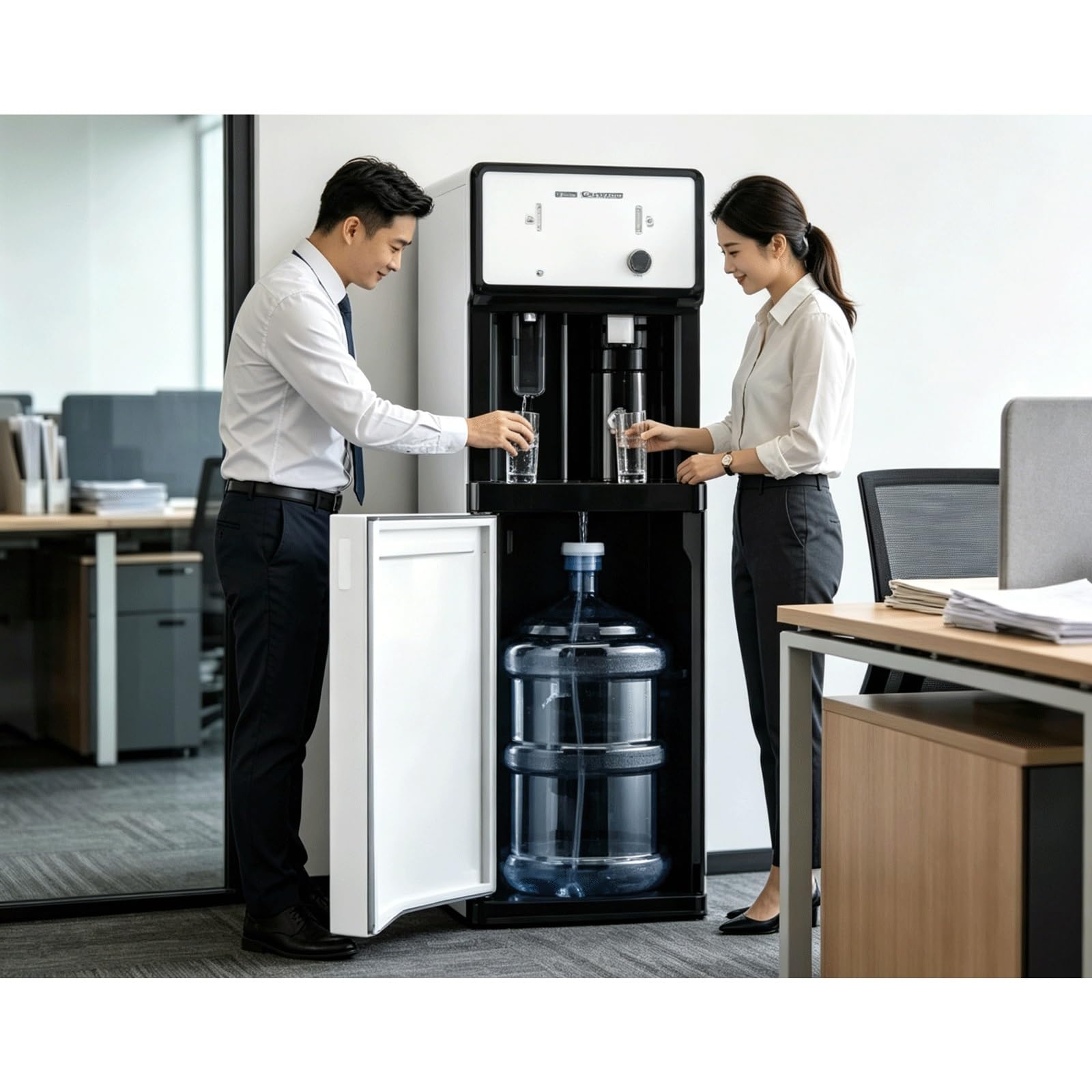 JBKNAN Bottom-Loading Water Dispenser For Office,3 Temperature Hot & Cold Water Cooler, Freestanding Bottled Water Dispenser,5 Gallon Compatible,For Break Rooms,Home Offices & Workspaces