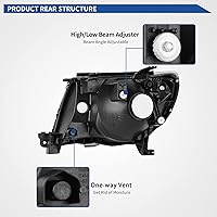 Vista 3 de oEdRo Conjunto de faros delanteros compatible con 2005 2006 2007 2008 2009 2010 2011 Tacoma con reflector ámbar lente transparente carcasa negra