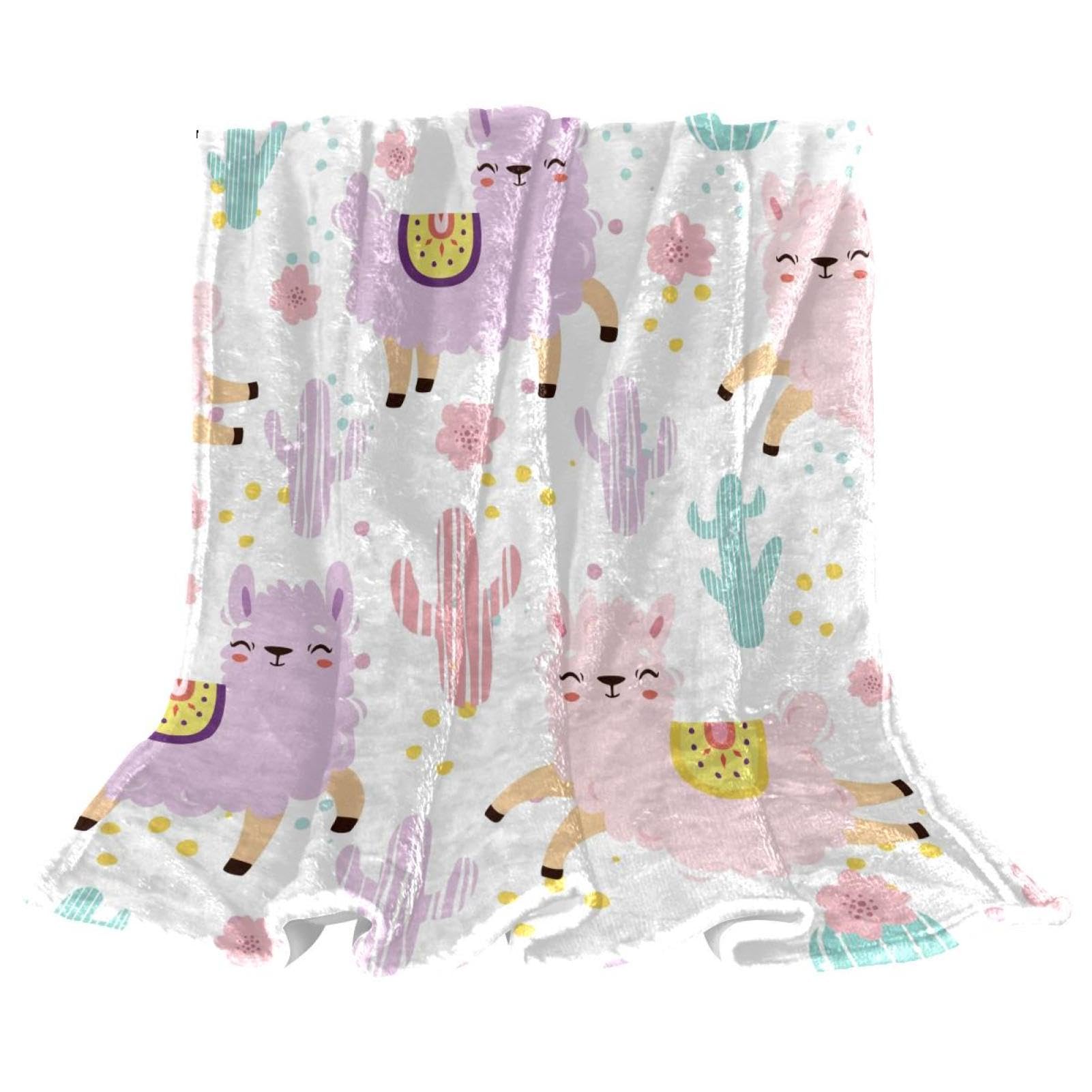 Couverture microfibre chaude et douce, jeté de canapé imprimé alpagas