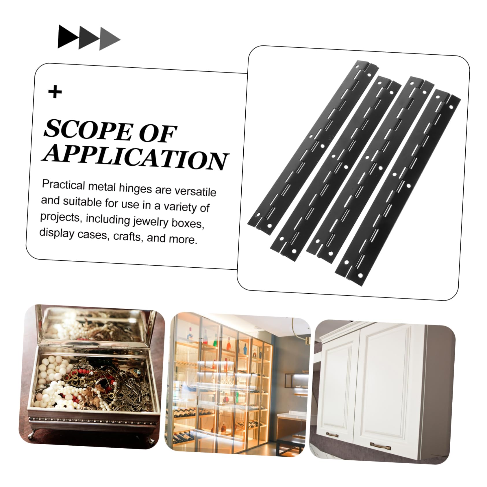 NAMOARLY 4pcs Box Piano Hinge Long Hinges Metal Hinges Small Hinges Jewelry Case Hinges Wooden Case Hinges Jewelry Case Metal Hinge Hinges Metal Hinges for Crafts Black Iron