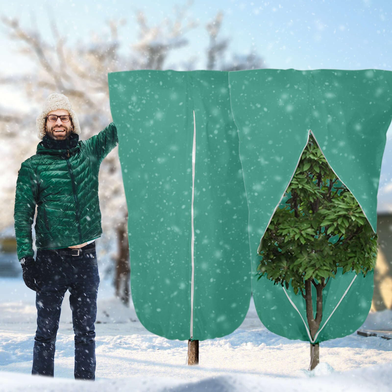 2 Teli Protettivi Per Piante In Tessuto Verde, 120x180 Cm - Copertura Antigelo E Antigrandine Per Orto E Giardino
