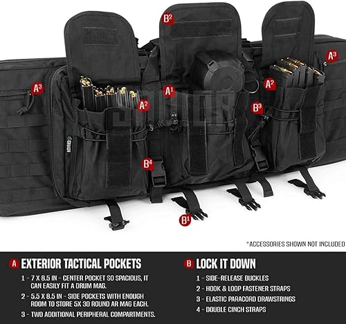 Miniatura 2 de Savior Equipment American Classic - Bolsa de pistola táctica doble larga para pistola de fusil con mochila - Compartimento con cierre longitud