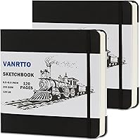 Vista 10 de Cuaderno de bocetos de tapa dura, cuaderno cuadrado con papel de dibujo grueso de 120LB/200GSM, bloc de bocetos de 120 páginas/60 hojas