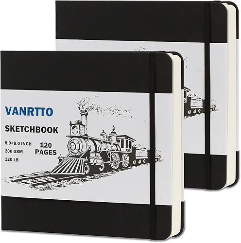Cuaderno de bocetos de tapa dura, cuaderno de bocetos cuadrado con papel de dibujo grueso de 120 libras200 GSM, 120 páginas60 hojas, bloc de bocetos