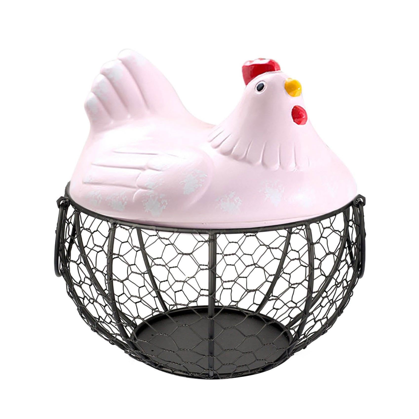 Cesta para huevos y organizador de almacenamiento de metal negro con asas para fruta