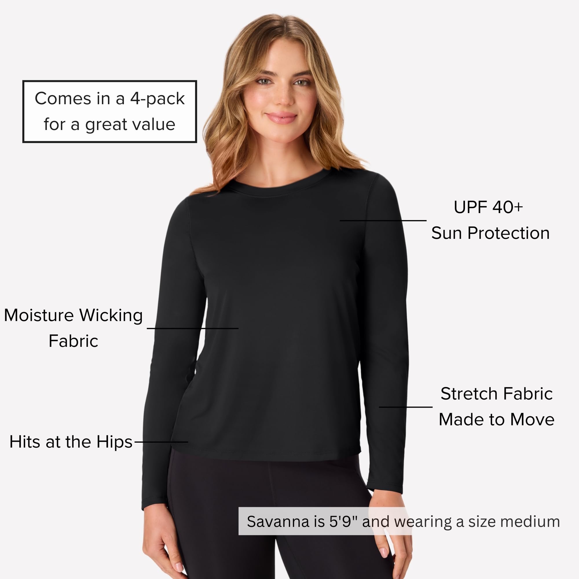 Hanes T-shirt de sport Cool Dri Performance pour femme, manches courtes ou longues
