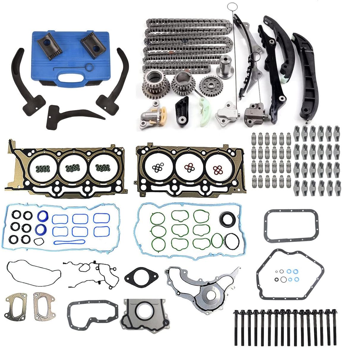 Rocker Arm Valve Lifter Kit Timing Chain Tool Kit Replacement for 2011-2015 Chrysler Jeep Grand Cherokee Dodge Ram 1500 3.6L Pentastar 5184352AF, 5184296AH, 5184332AA, HS26541PT