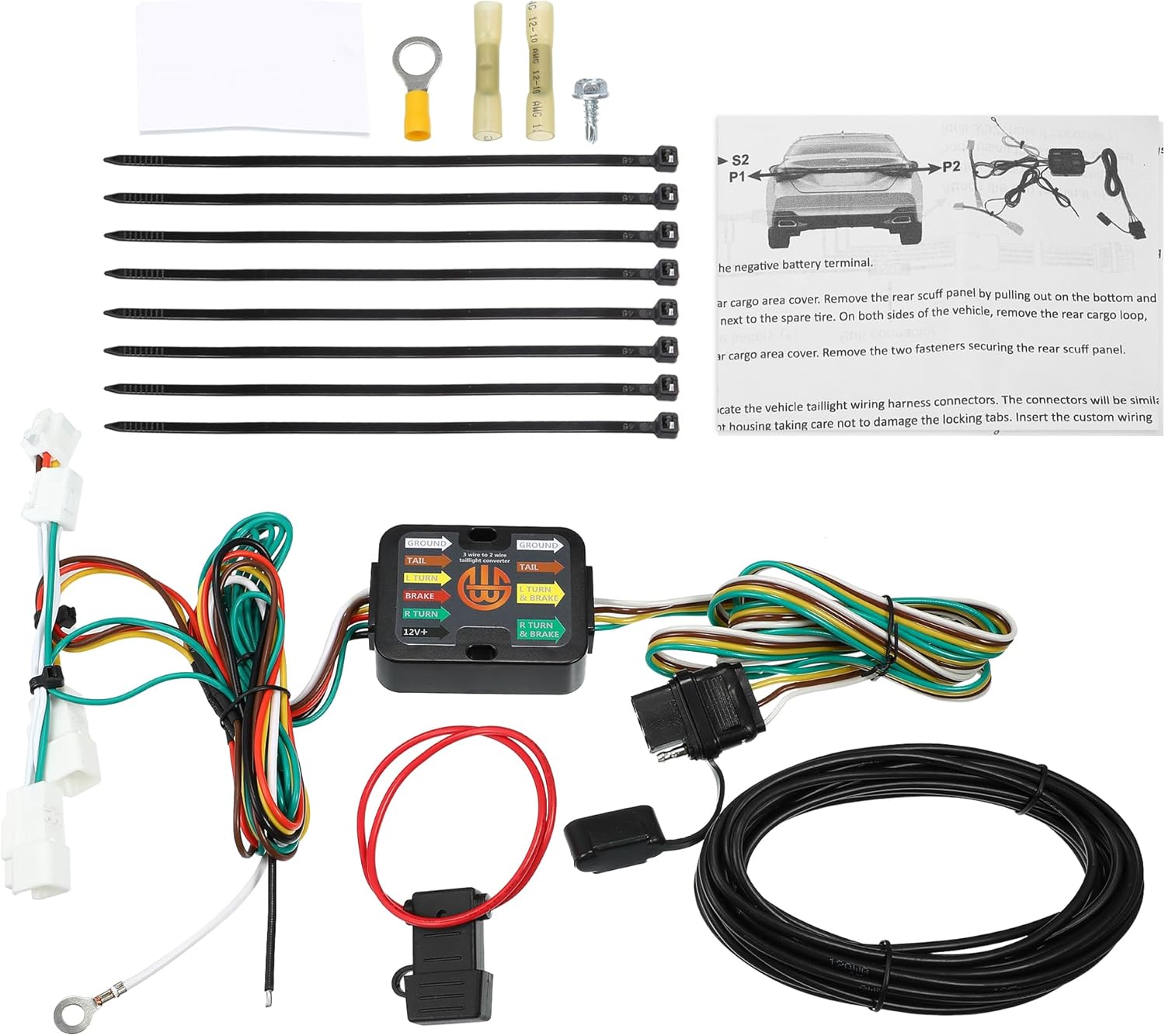 Wire Harness 56350 Vehicle Side 4-Pin 4 Way Trailer Wiring Harness Trailer Converter Set for Toyota RAV4 2013-2018