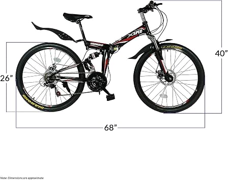 Xspec 26 21 Speed Folding Mountain Bike Bicycle Trail Commuter for Adults